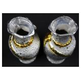 Pair of Silver and Gold Decorative Glass Vases 8" Tall