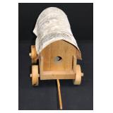 Rustic Birch Bark Birdhouse Wagon 12" Long