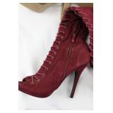 Bella-01 Burgundy Lace-Up High Heel Boots Mixed Lot (2 Pairs)