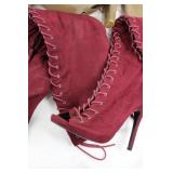 Bella-01 Burgundy Lace-Up High Heel Boots Mixed Lot (2 Pairs)