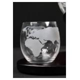 Glass Globe Decanter Set With 2 Etched Tumblers (3 Pieces)