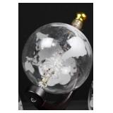 Glass Globe Decanter Set With 2 Etched Tumblers (3 Pieces)