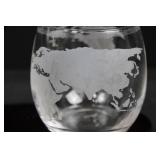 Glass Globe Decanter Set With 2 Etched Tumblers (3 Pieces)