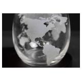 Glass Globe Decanter Set With 2 Etched Tumblers (3 Pieces)