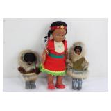 Fur-Clad Doll Trio (Lot of 3)