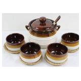 Ceramic Serving Set With Wicker Coasters