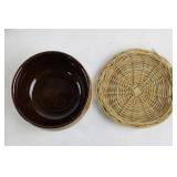 Ceramic Serving Set With Wicker Coasters