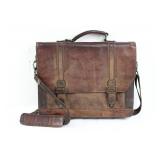 Black Rivet Leather Briefcase With Shoulder Strap