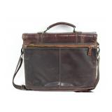 Black Rivet Leather Briefcase With Shoulder Strap
