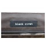 Black Rivet Leather Briefcase With Shoulder Strap