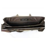 Black Rivet Leather Briefcase With Shoulder Strap