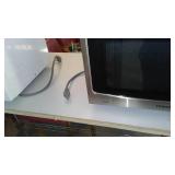 Rolling Stainless Shelving, Microwaves (2) and Stools (3).