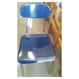 Blue Molded Plastic Chairs (14). Chrome-finished metal frames.