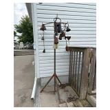 Homemade Large Outdoor Windchime of Cast Iron Pieces and Cow Bells