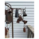 Homemade Large Outdoor Windchime of Cast Iron Pieces and Cow Bells
