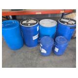 Blue Plastic Drums and Barrels (Lot of 6)