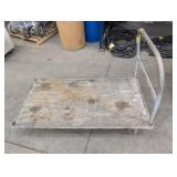 Industrial Platform Cart Wooden Deck With Steel Handle