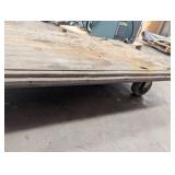 Industrial Platform Cart Wooden Deck With Steel Handle