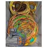 Mixed Lot Heavy-Duty Extension Cords in Tote