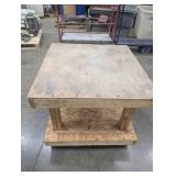 Wood Work Table on Casters