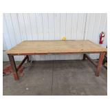 Industrial Work Table Heavy-Duty Wooden Top