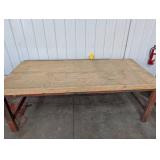 Industrial Work Table Heavy-Duty Wooden Top