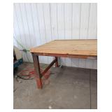 Industrial Work Table Heavy-Duty Wooden Top