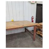 Industrial Work Table Heavy-Duty Wooden Top