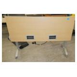 60x24 Flip-top table  on wheels with electrical plugs - Needs 2 wheels replaced