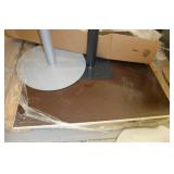 41 inch square table and 2 large round table bases