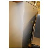 4-Drawer lateral filing cabinet 36 wide x 19 deep x 53 tall, and a 3-drawer filing cabinet