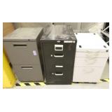 Two 2-drawer file cabinets and one mobile pedestal