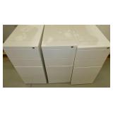 Three white metal file cabinets 11 wide 19 deep 23 high