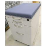 4 mobile pedestals with blue cushion top