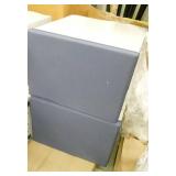 4 mobile pedestals with blue cushion top