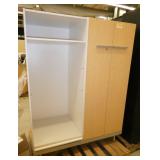 Wood wardrobe unit, white storage part is 24w 23d 56t