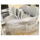 9 grey chairs, plastic with padded seat and back