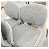 9 grey chairs, plastic with padded seat and back