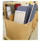 6 pallets of table legs, cubicle parts, sit stand desk mounts etc