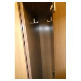 Matching wardrobe, bench file cabinet and storage cabinet, all steel, woodgrain look