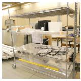 Metro shelf on wheels with acrylic tops 3x6ft x 78 tall