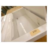 Two fire extinguisher cabinets and rolling warehouse table 30x30