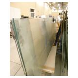 (5) glass doors, 17 large glass panels of various size  (carts not included)