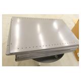 small table, six metal shelves 2x3ft