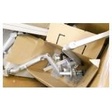 Pallet of monitor mounts, white boards, cube parts