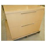 Two matching wood file cabinets 36x24x28 and 30x24x28