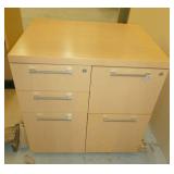 Two matching wood file cabinets 36x24x28 and 30x24x28