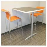 Three hi-top cafe tables and 6 chairs