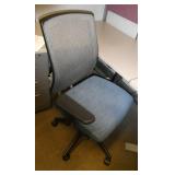 5 office chairs, blue striped seat