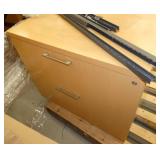 Tall tan laminate coat closet and matching lateral file cabinet